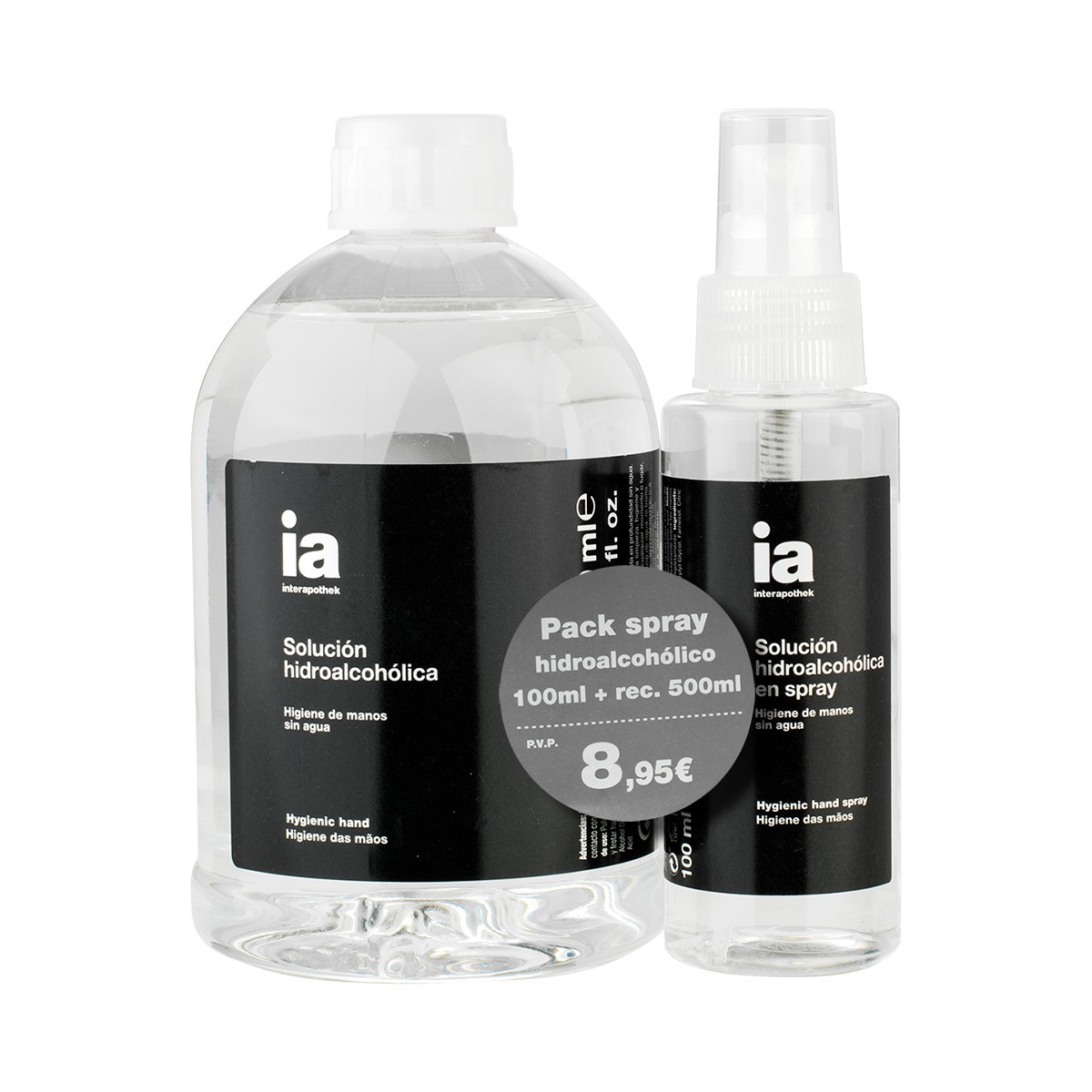 Imagen de Interapothek spray solución hidroalcohólica 100ml + recarga 500ml