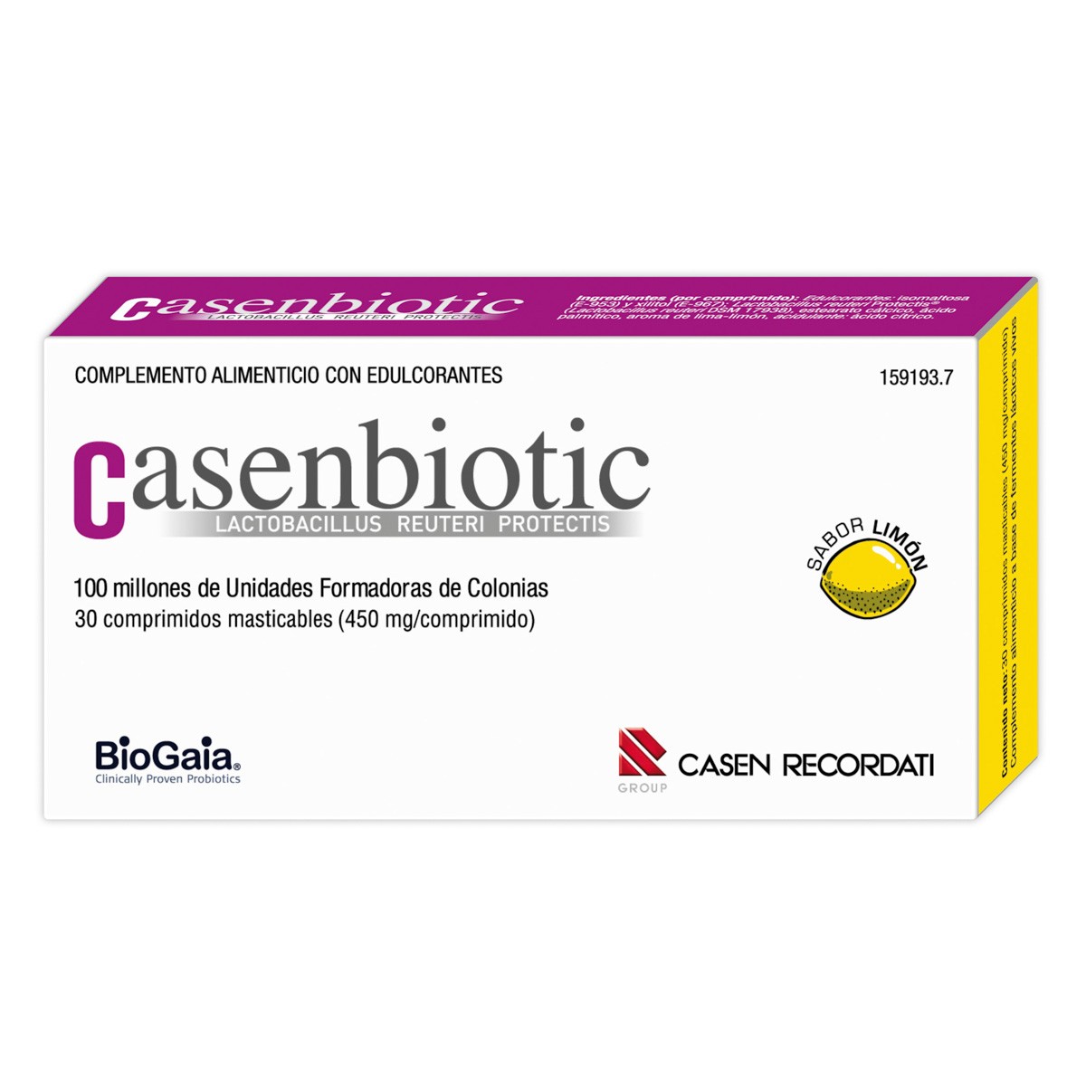 Imagen de Casenbiotic Limón 30 comprimidos