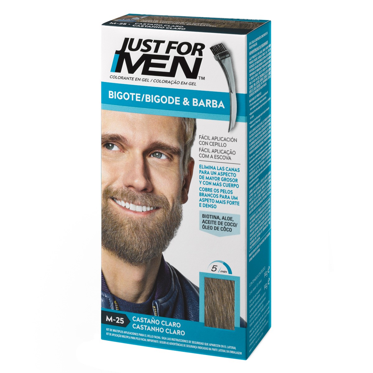Imagen de Just for men bigote y barba colorante en gel castaño claro