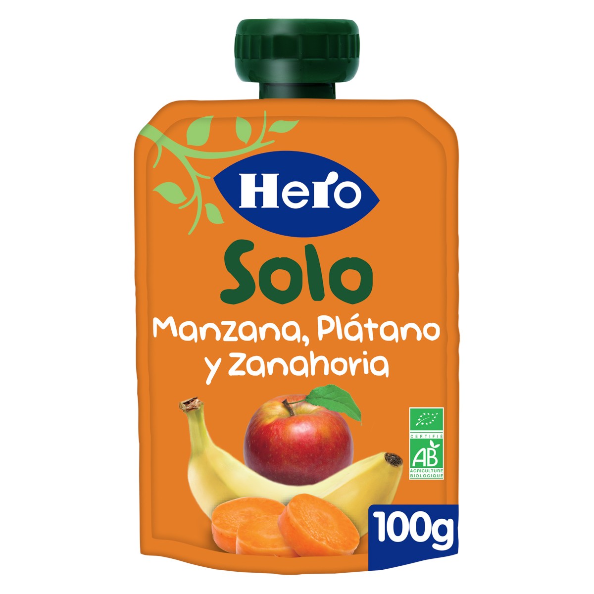 Imagen de Hero Baby Solo ecológico manzana plátano y zanahorias bolsa 100g
