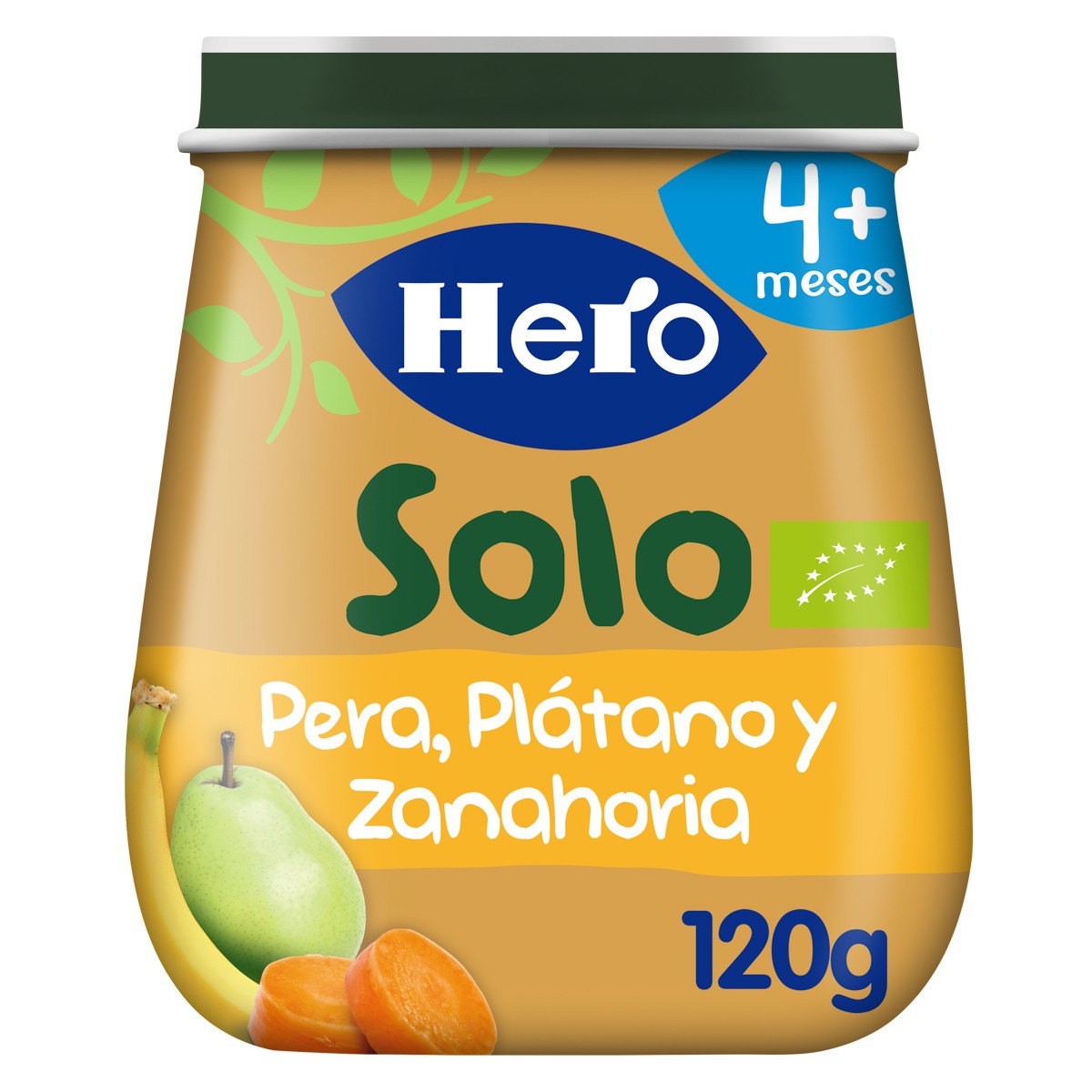 Imagen de Hero Baby Solo ecológico pera plátano zanahorias 120g