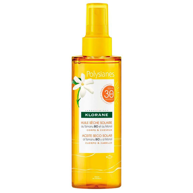 Imagen de Klorane Aceite solar seco SPF 30 al Tamanu Bio y Monoï 200 ml 
