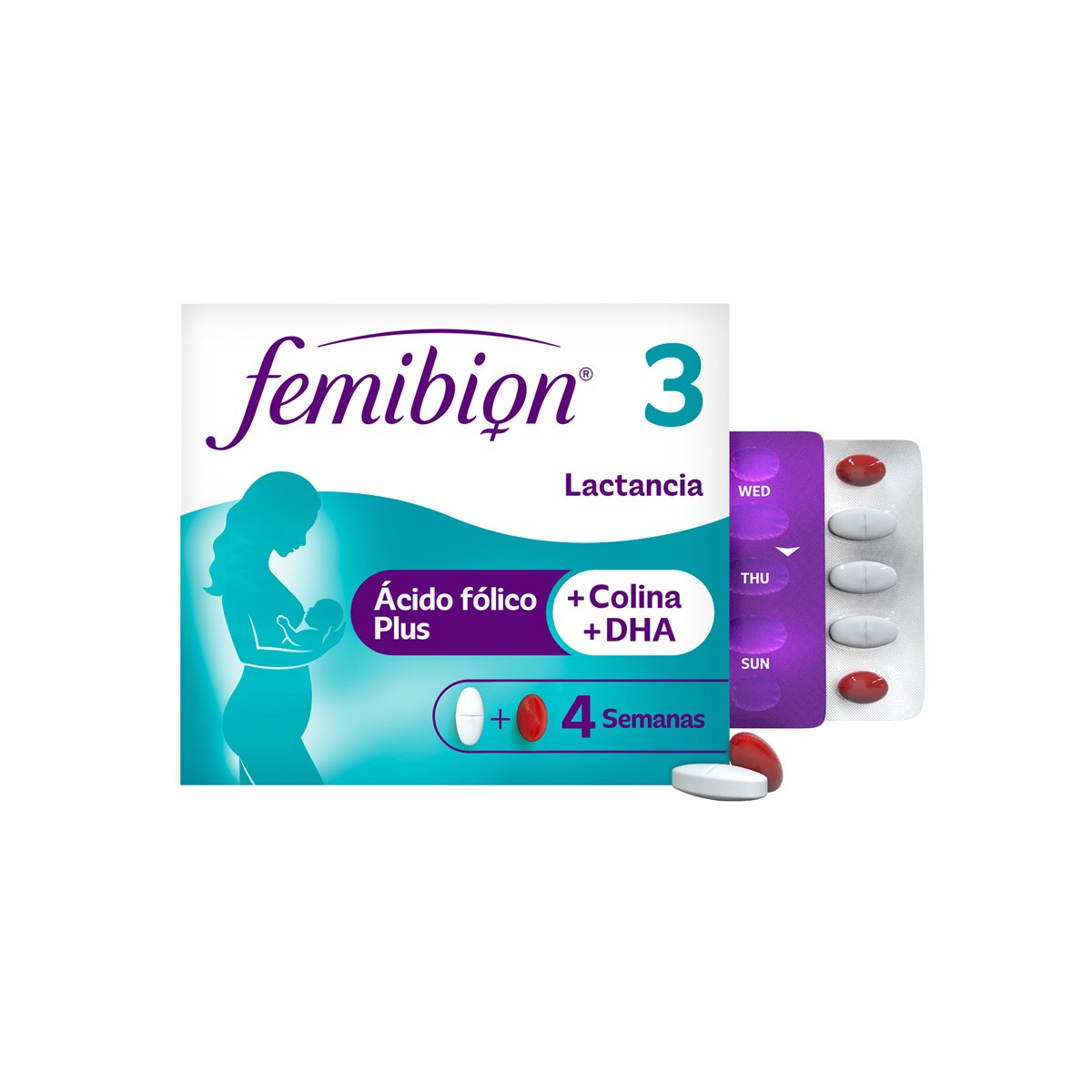 Imagen de Femibion 3 multivitaminas mujer lactancia con ácido fólico 28caps + _x000D_
28comp