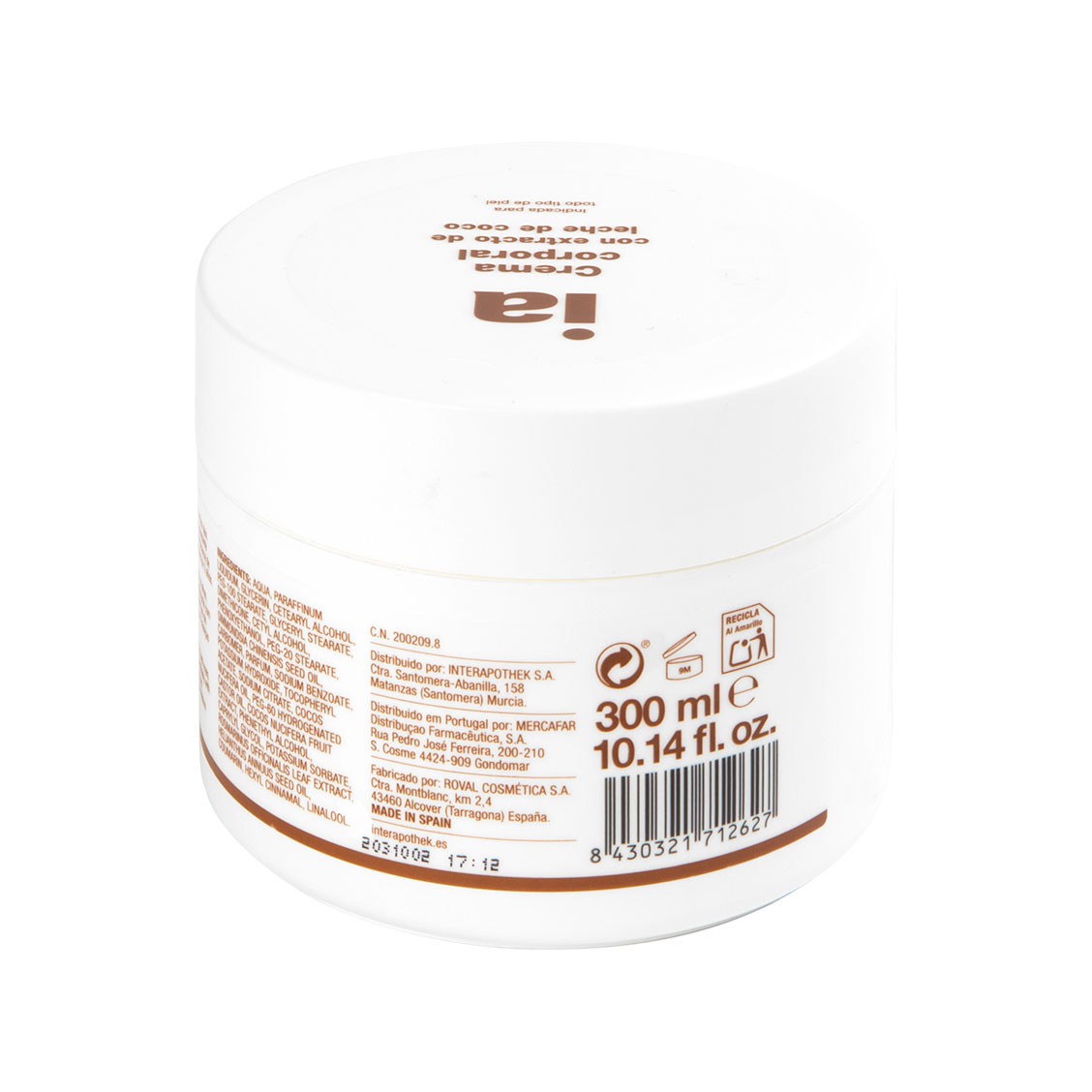 Imagen de Interapothek crema corporal con extracto de leche de coco 300ml