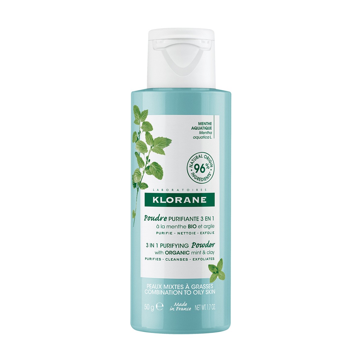 Imagen de Klorane polvo purificante 3 en 1 menta 50gr