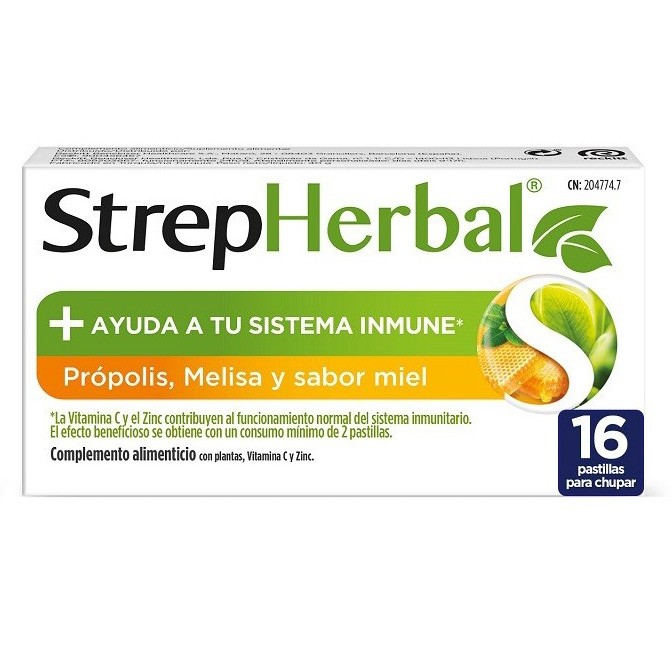 Imagen de Strepherbal própolis melisa miel 16 pastillas