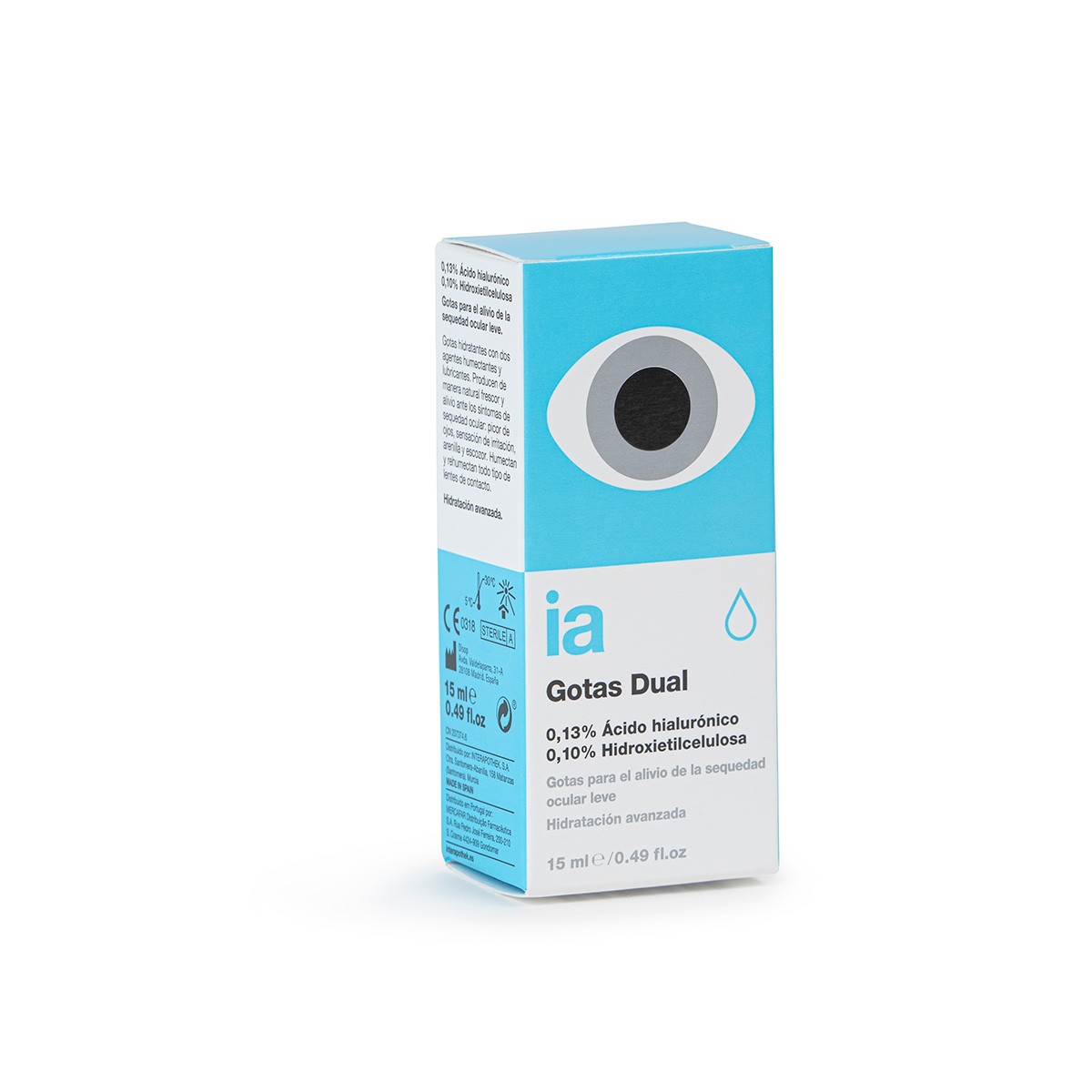 Imagen de Interapothek gotas oftálmicas con doble humectación 0,13% ácido 
hialurónico 15ml