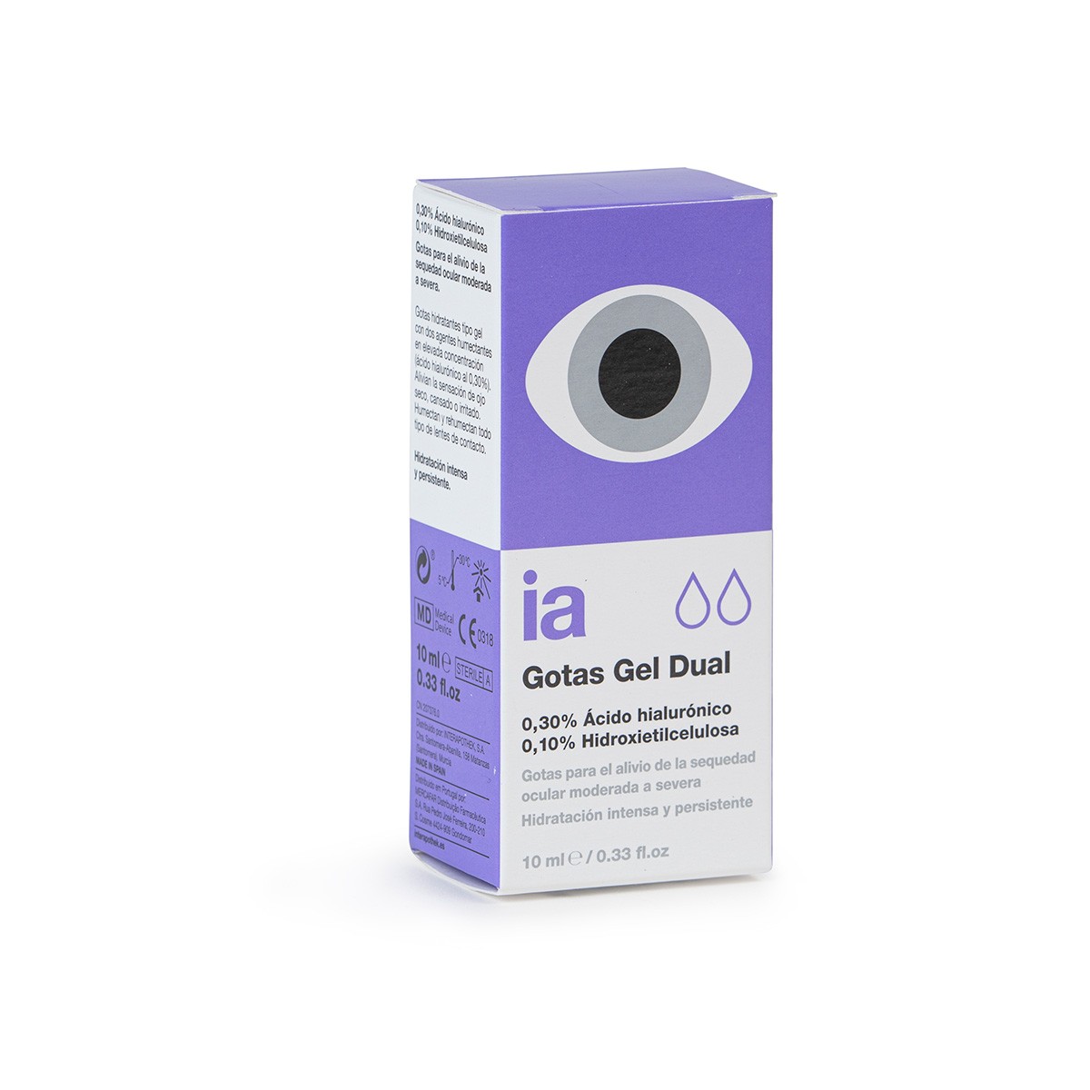 Imagen de Interapothek gotas oftálmicas con doble humectación 0,30% ácido 
hialuronico 10ml