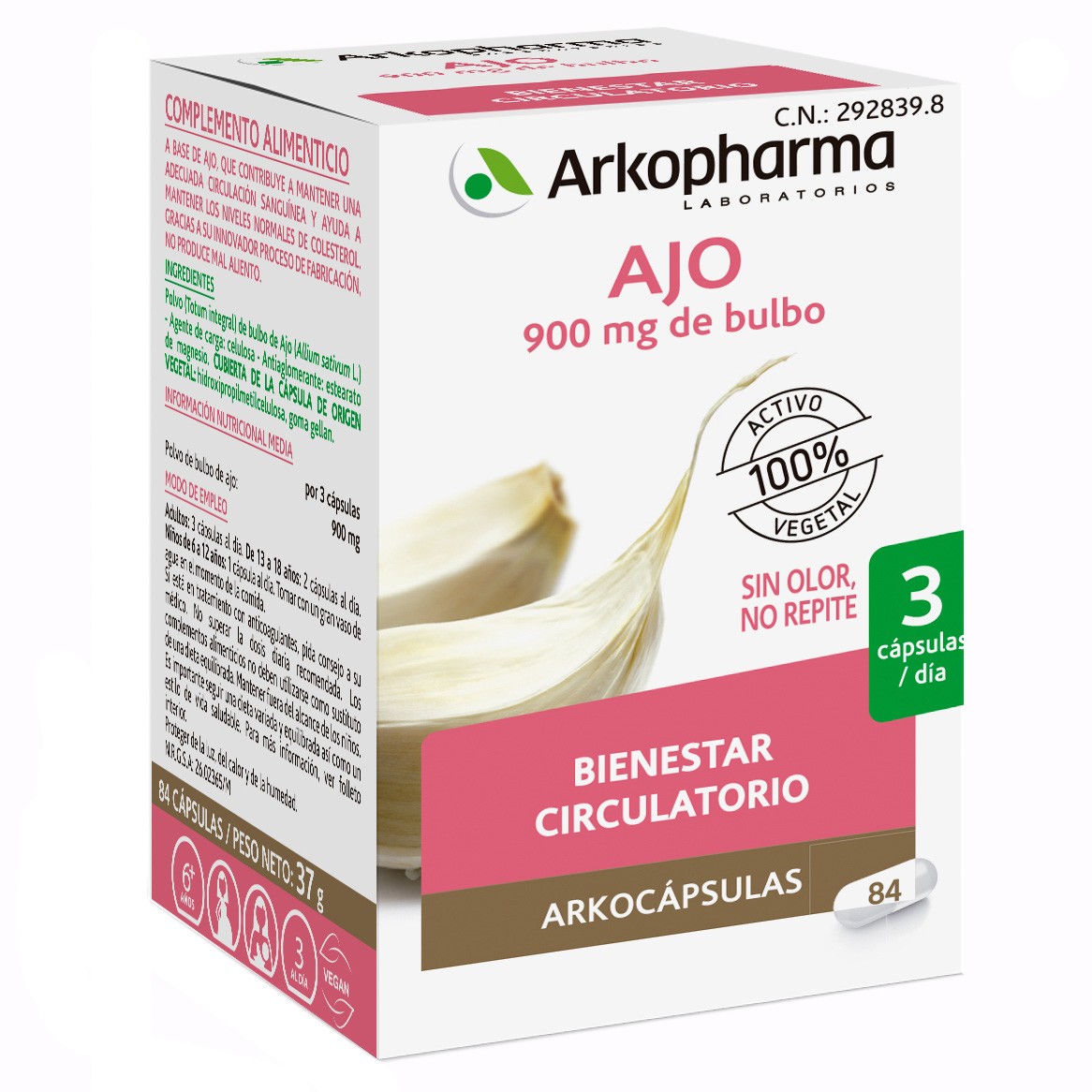 Imagen de Arkopharma Arkocápsulas Ajo 84 Cápsulas